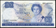 New Zealand - $10 Note - Russell -  NNX 444444 - Solid Serial - Good Very Fine