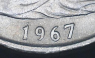 New Zealand - 1967 - Fifty Cents - Error - Dot Above 1 - KM37