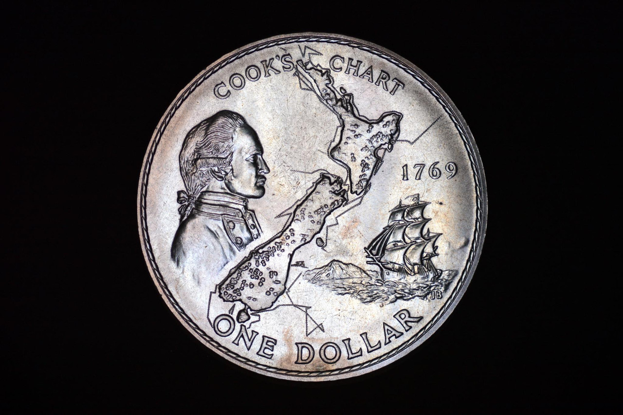 New Zealand - 1969 - One Dollar - KM40 - Cook's Voyage - Bi