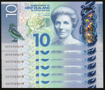 New Zealand - $10 - Wheeler - 6 Consecutive - AX15161174 - AX15161179