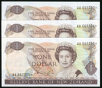 New Zealand - $1 Star Note - Hardie - 3 Consecutive -  AA 667303*-305* - aUnc