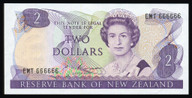New Zealand - $2 Note - Russell - Solid Serial - EMT 666666 - Unc
