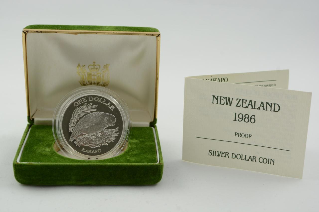 New Zealand - 1986 - Silver Dollar Proof Coin - Kakapo - Oceanic Mint
