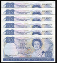 New Zealand - $10 Note - Brash - 6 Consecutive Notes - NYW471535-40 - gEF