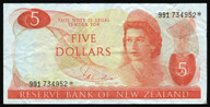 New Zealand - $5 - Star Note - Hardie - 991 734952* - Very Fine