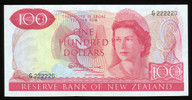 New Zealand - $100 Note - Fleming - Near Solid Serial - G222220 - aUnc