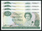 New Zealand - $20 - Hardie - 4 Consecutive Star Notes - TA176207*-10* - Unc
