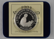 New Zealand - 1994 - Silver $5 Proof Coin - Queen Elizabeth - The Queen Mother