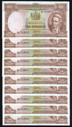 New Zealand - 10 Shillings - Fleming - 10 Consecutive - 9L 513553 - 513562 - EF