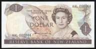New Zealand - $1 - Hardie - Type 2 - Low Serial - AAL000044 - aUnc