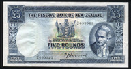New Zealand - 5 Pounds - Hanna - 9/W 653523 - VF