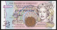 Guernsey - 5 Pounds - P56a - B000552 - Low Serial - Unc