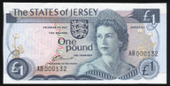 Jersey - 1 Pound - P11a - AB000132 - Low Serial - Unc