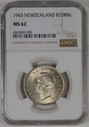 New Zealand - 1943 - Florin - KM10 - NGC MS62 - 6863982-009