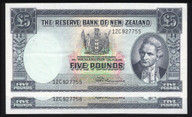 New Zealand - 5 Pounds - Fleming - Consecutive Pair - 12C 927755 - 927756 - gEF