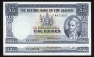 New Zealand - 5 Pounds - Fleming - Consecutive Pair - K9 032593 - 032594 - EF