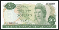 New Zealand - $20 - Knight - First Prefix - Low Serial - BS000555 - Unc