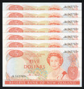 New Zealand - $10 - Hardie - 7 Consecutive Star Notes - JA543757* - JA543763* - aUnc