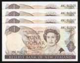 New Zealand - $1 - Brash - 4 Consecutive - ANC811135 - ANC811138 - aUnc