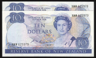 New Zealand - $10 - Russell - Consecutive Pair - NMW625978 - NMW625979 - Unc