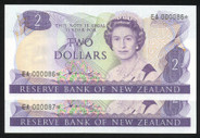 New Zealand - $2 Star Notes - Hardie - Low Consecutive Pair - EA000086* EA000087* - Unc