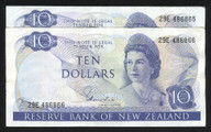 New Zealand - $10 - Knight - Consecutive Pair - 29E 486865 - 486866 - Fine
