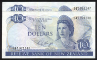 New Zealand - $10 - Knight - Consecutive Pair - 24Y 921147 - 921148 - Fine