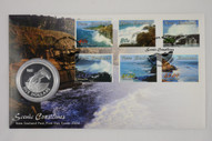 New Zealand - 2002 - $5 Silver Proof Coin & Stamp Cover - Hector's Dolphin
