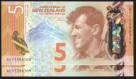 New Zealand - $5 - Wheeler - Consecutive Pair - AZ15 388308 - AZ15 388309 - Unc