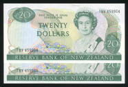 New Zealand - $20 - Hardie - Consecutive Pair - TBV459904 - TBV459905 - aUnc