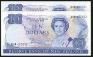 New Zealand - $10 - Hardie - Consecutive Pair - NGW403651 - NGW403652 - Unc