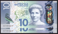 New Zealand - $10 - Wheeler - Consecutive Pair - AA15 852359 - AA15 852360 - Unc