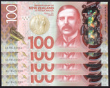 New Zealand - $100 - Orr - First Prefix - 4 Consecutive - AA18492056 - 59 - Unc
