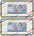 New Zealand - 1990 - $10 Commemorative Pair - BBB - Serial 108-109
