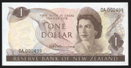 New Zealand - $1 - Fleming - Low First Prefix - 0A 000499 - Unc