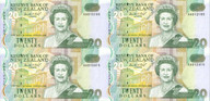 New Zealand - 1992 - $20 Uncut Block Of 4 - Paper Notes - AA Prefix