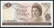 New Zealand - $1 - Fleming - Low First Prefix - 0A 000781 - Unc