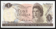 New Zealand - $1 - Wilks - Low First Prefix - 3J 000516 - Unc