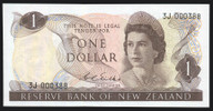 New Zealand - $1 - Wilks - Low First Prefix - 3J 000388 - Unc