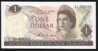 New Zealand - $1 - Wilks - Low First Prefix - 3J 000755 - Unc