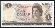 New Zealand - $1 - Wilks - Low First Prefix - 3J 000674 - Unc
