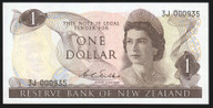 New Zealand - $1 - Wilks - Low First Prefix - 3J 000935 - Unc