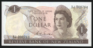 New Zealand - $1 - Wilks - Low First Prefix - 3J 000764 - Unc