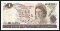 New Zealand - $1 - Knight - Low First Prefix - C10 000626 - Unc