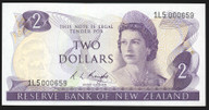 New Zealand - $2 - Knight - Low First Prefix - 1L5 000659 - Unc