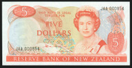 New Zealand - $5 - Hardie - Low First Prefix - JAA000854 - Unc