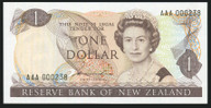 New Zealand - $1 - Hardie - Low First Prefix - AAA000238 - Unc