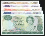 New Zealand - $1 - $20 - Hardie - Low First Prefix Set - 000202 - Unc