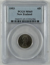 New Zealand - 1953 - Sixpence - KM26.1 - PCGS MS65 - 11926286