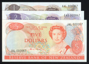 New Zealand - $1 - $5 - Hardie - Low Serial Set - AAL EAS JAL - 000067 - Unc